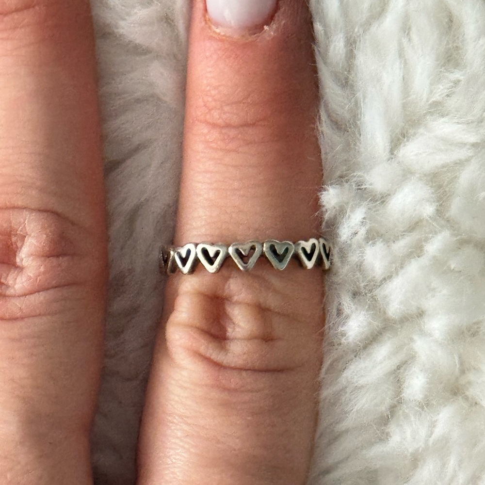 Pandora Silver Heart Pattern Ring - image 2